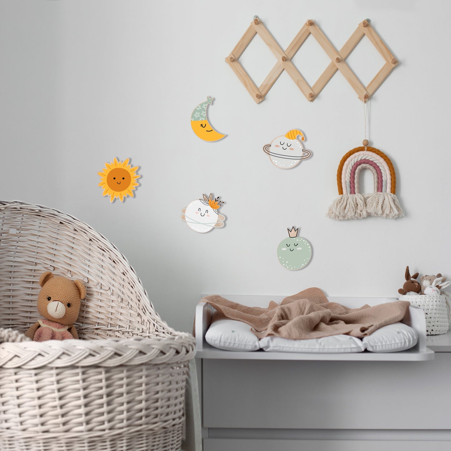 Décor mural Planète Pastel | Art pour chambre d'enfants doux et rêveur | Décor sur le thème de l'espace mignon et confortable