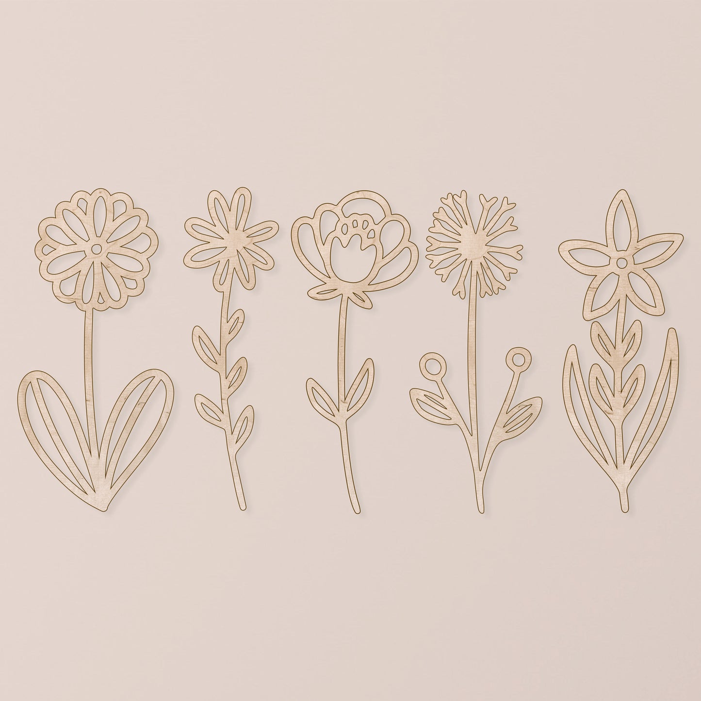 Fleurs en Bois Rustiques | Décor en Bouleau pour Chambre d'Enfant et de Bébé | Joli Décor Floral en Bois