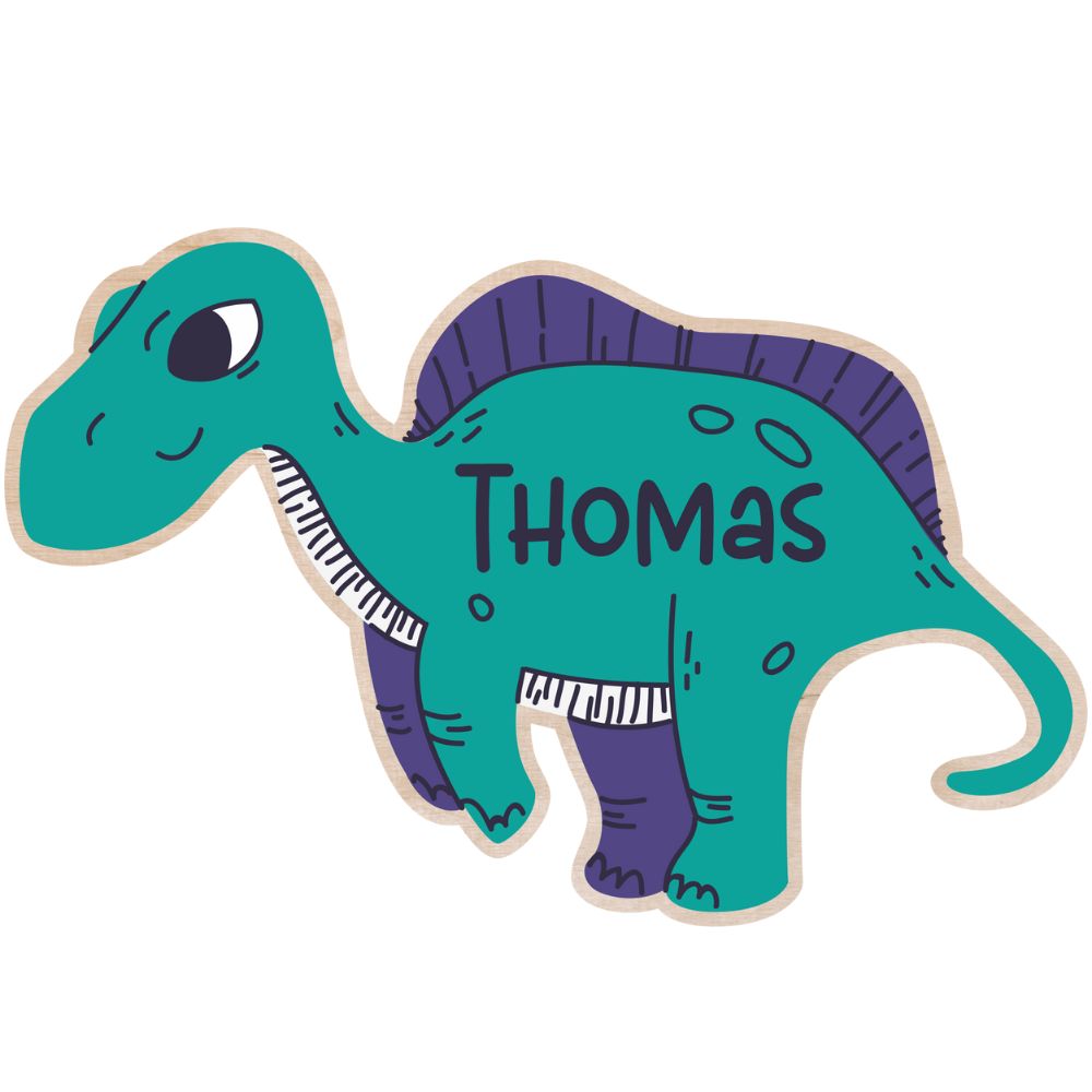 Art mural dinosaure personnalisé | Panneau de nom pour chambre d'enfants | Décor mural personnalisé