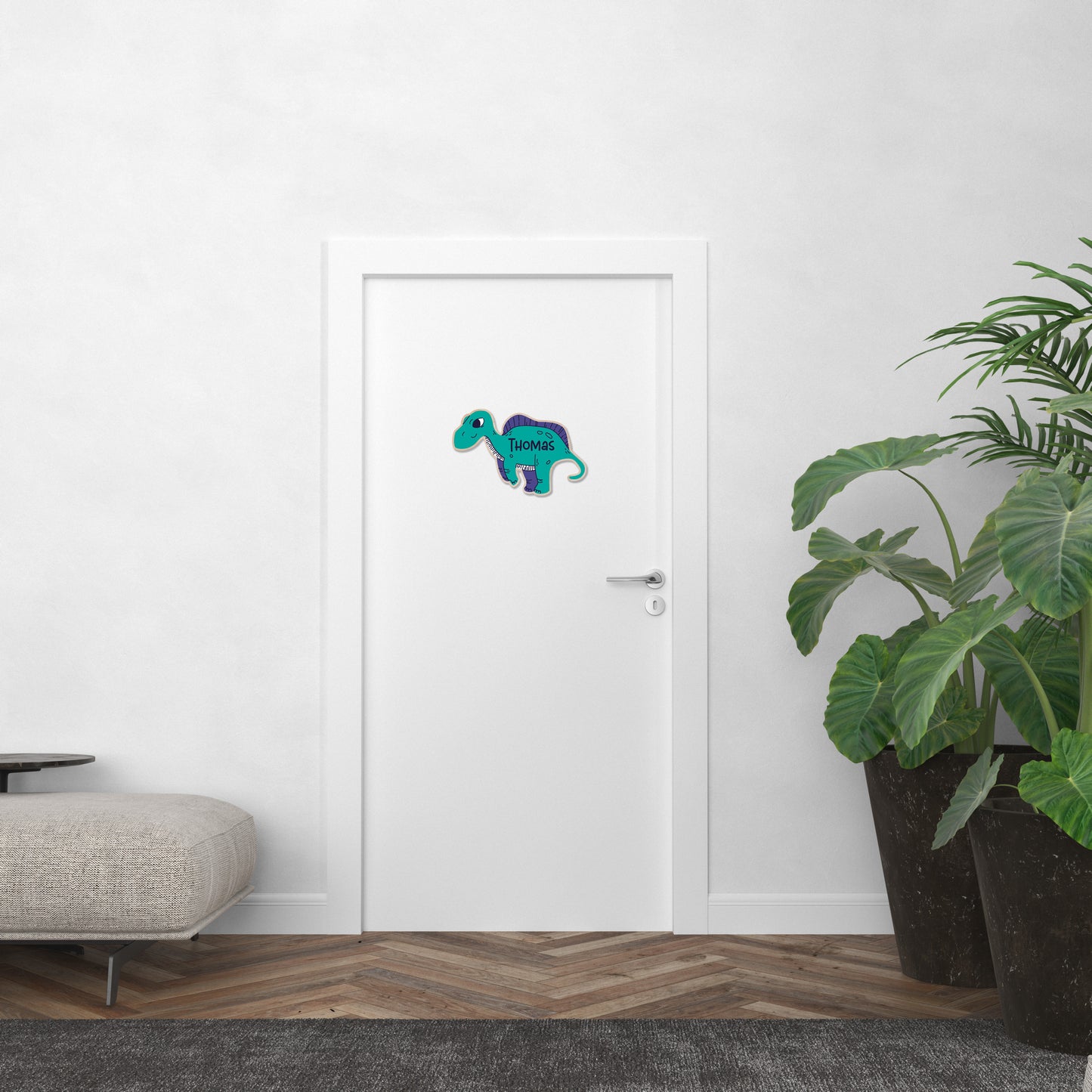 Art mural dinosaure personnalisé | Panneau de nom pour chambre d'enfants | Décor mural personnalisé