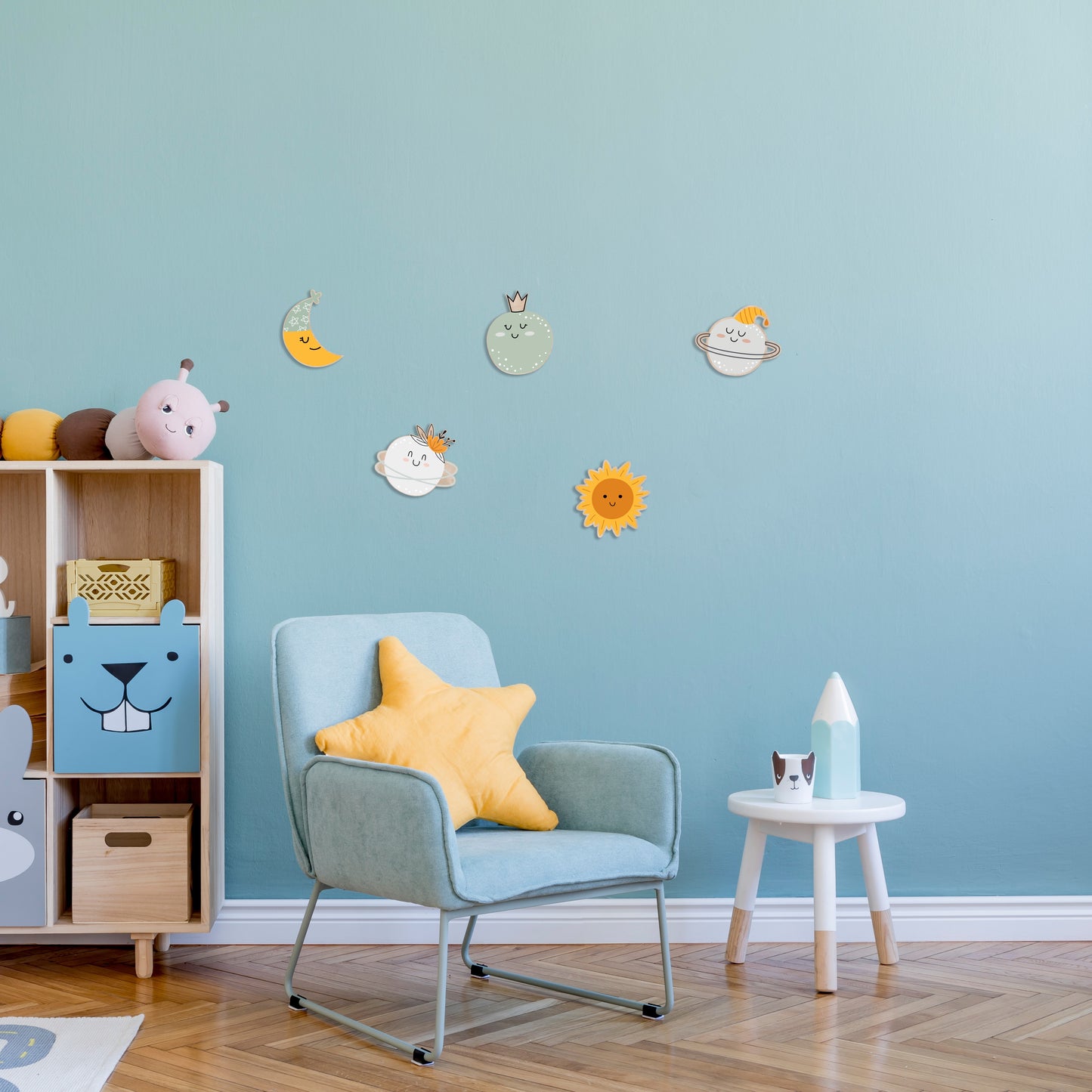 Décor mural Planète Pastel | Art pour chambre d'enfants doux et rêveur | Décor sur le thème de l'espace mignon et confortable