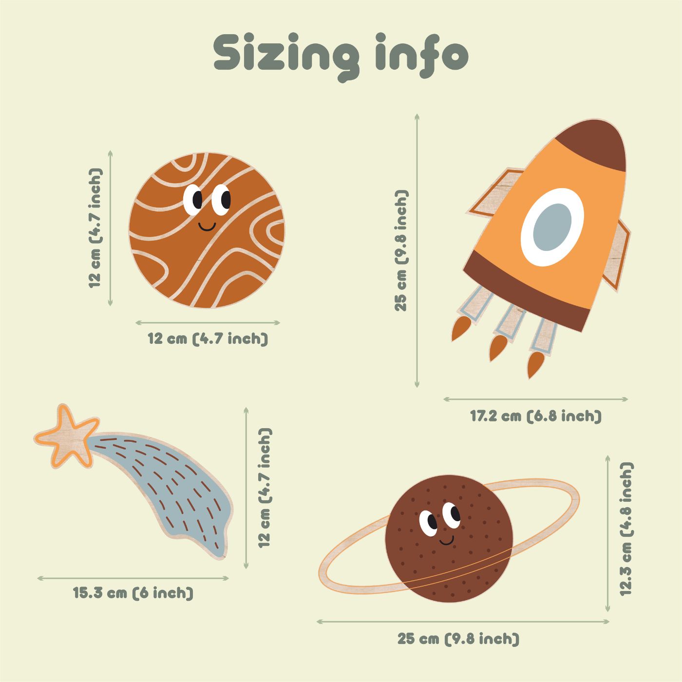 Wooden Space Wall Decor Set – Planets, Rocket & Falling Star