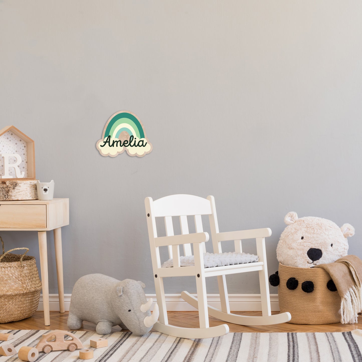 Art mural arc-en-ciel pour chambre d'enfant – Décor en bois personnalisé | Variations de couleurs et option de nom