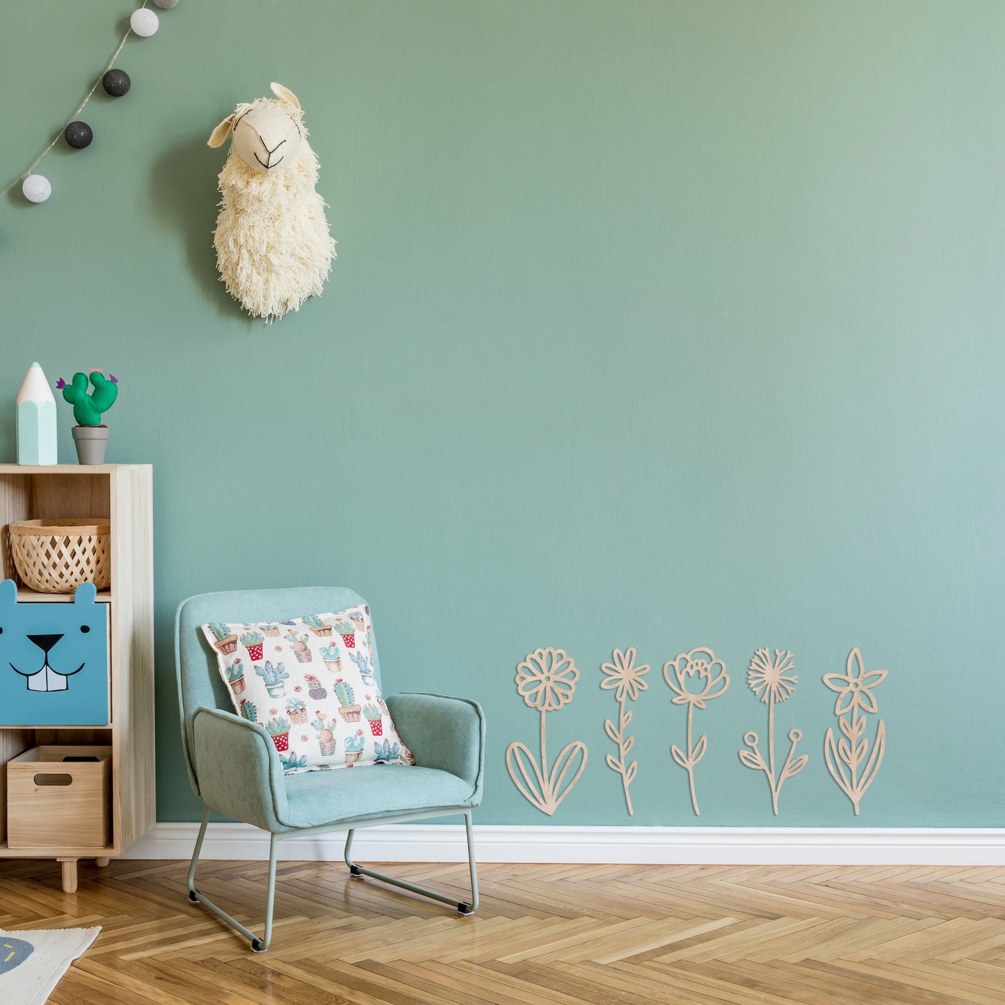 Fleurs en Bois Rustiques | Décor en Bouleau pour Chambre d'Enfant et de Bébé | Joli Décor Floral en Bois