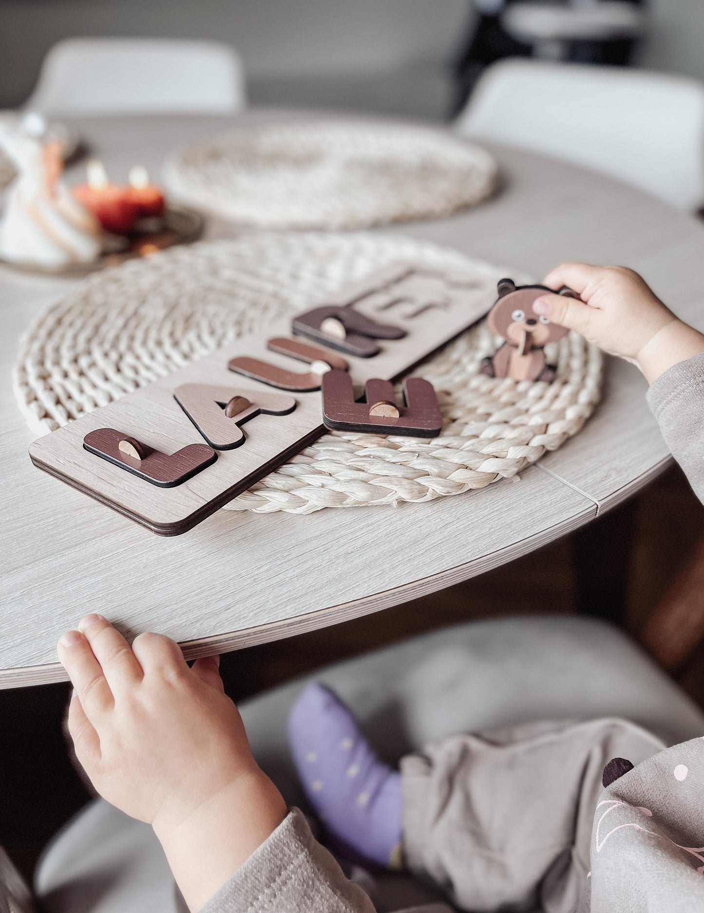 Puzzle de nom Montessori personnalisé pour bébé