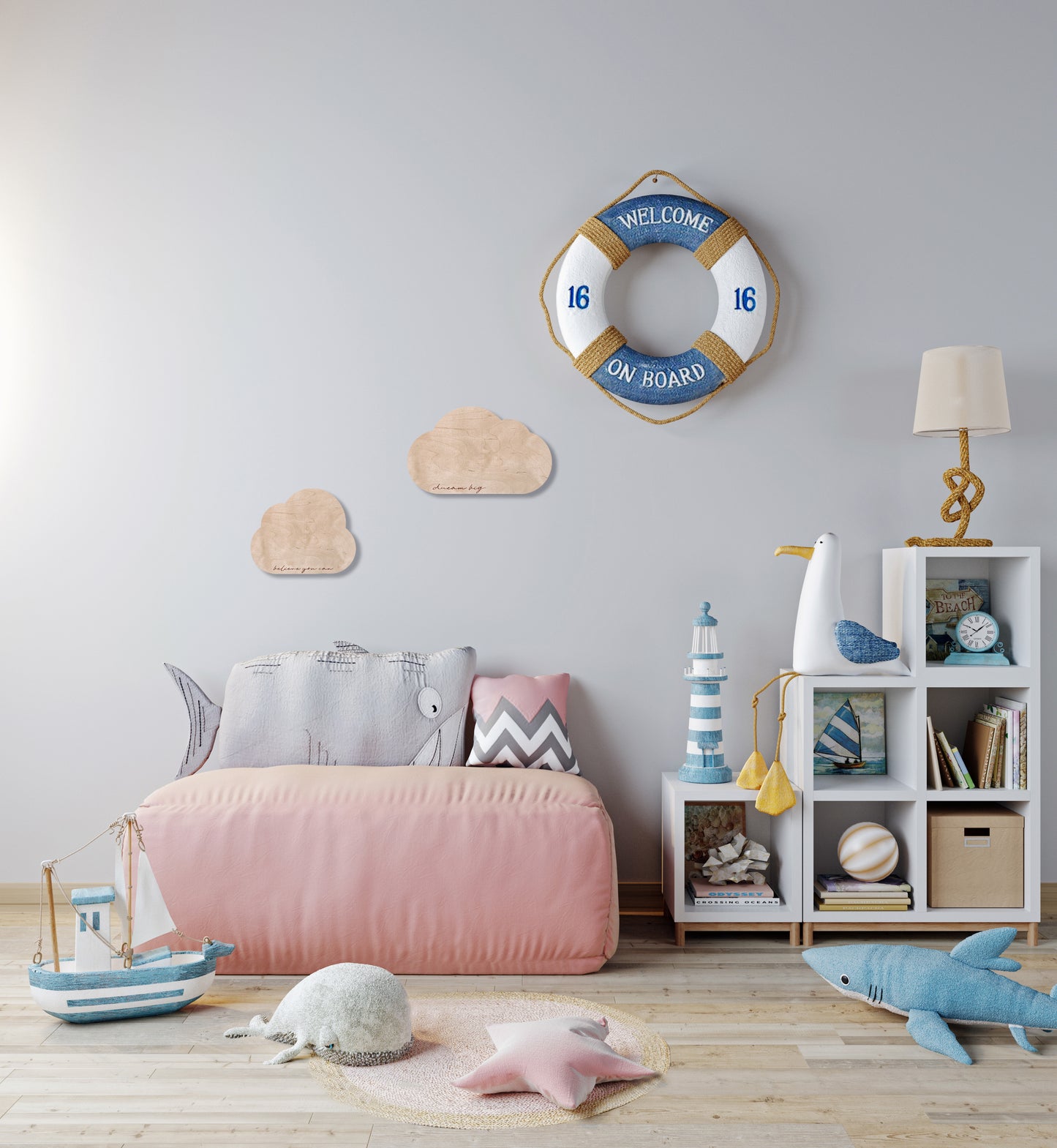 Décor mural nuage avec des citations inspirantes | Décor de chambre d'enfant motivant