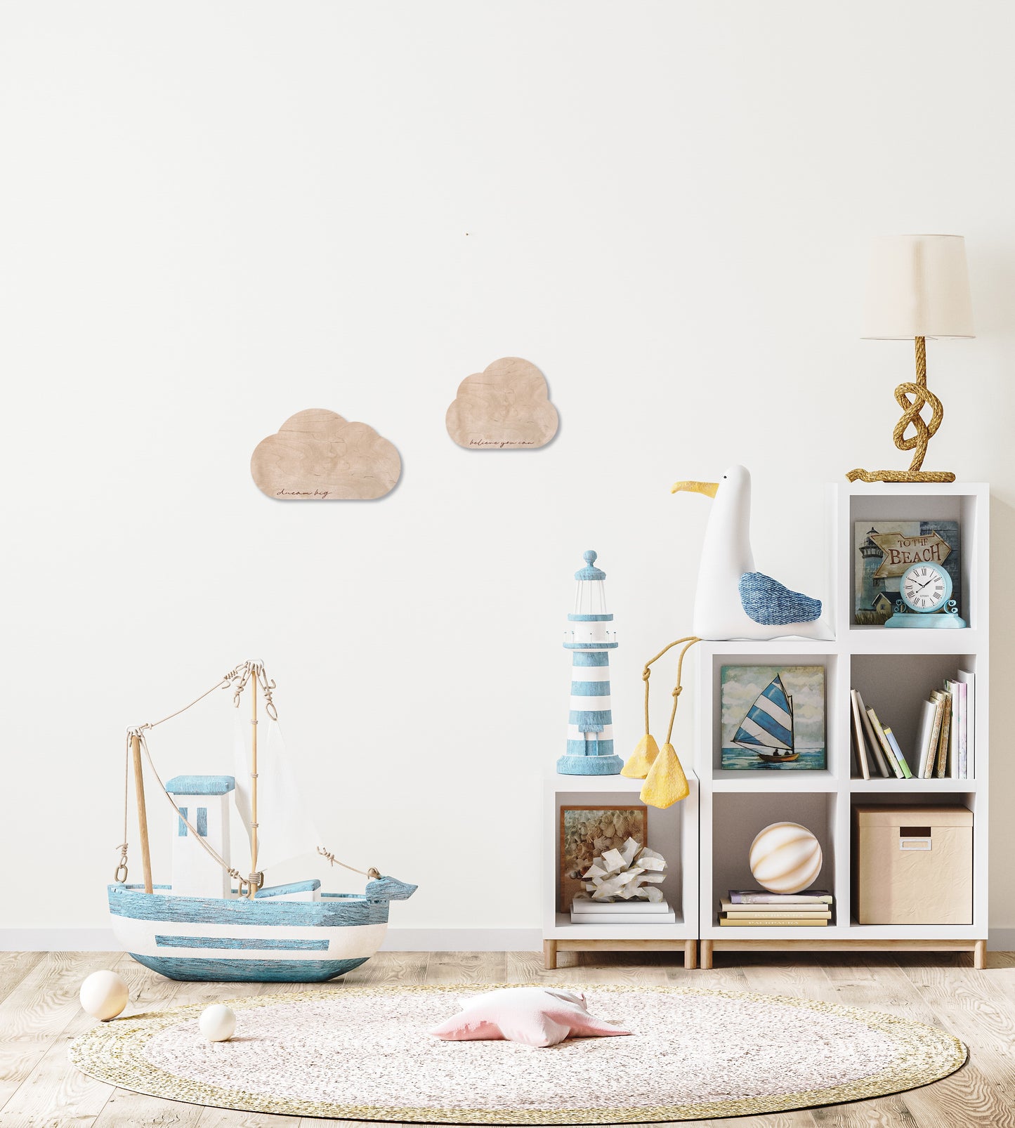 Décor mural nuage avec des citations inspirantes | Décor de chambre d'enfant motivant