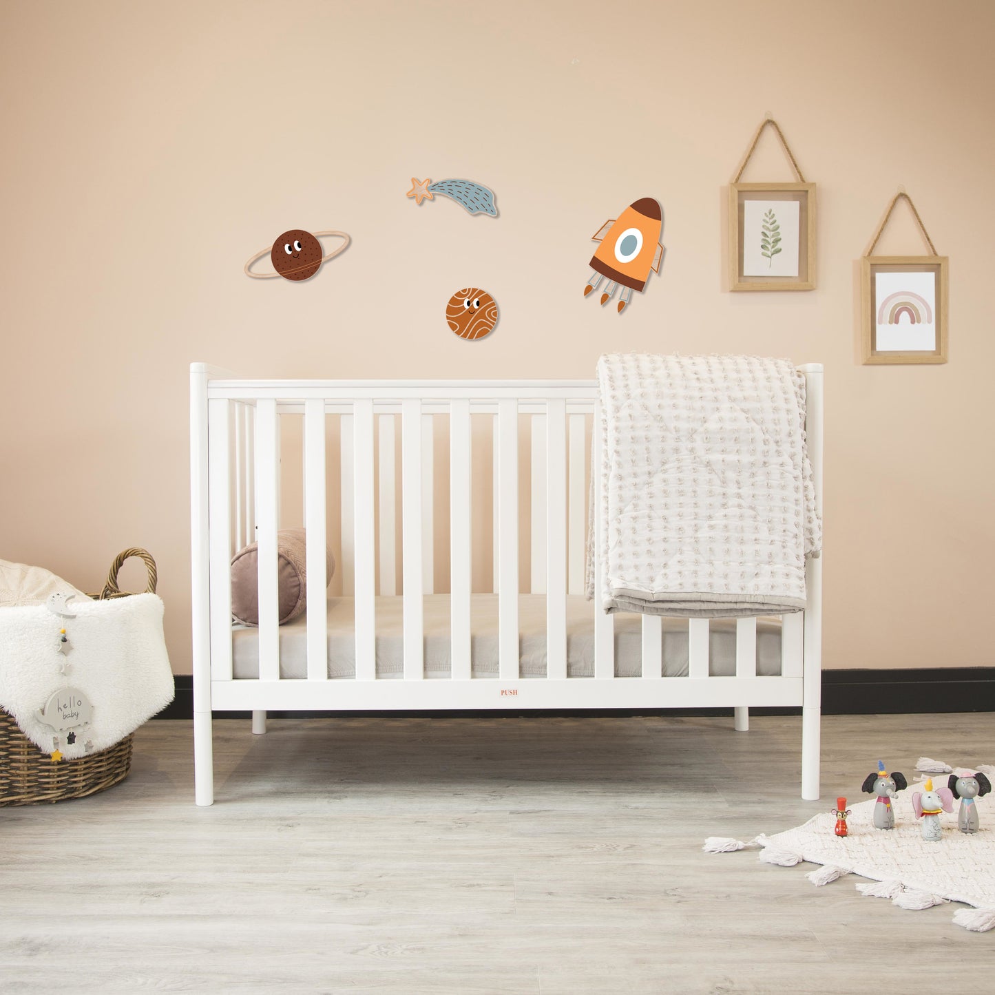 Wooden Space Wall Decor Set – Planets, Rocket & Falling Star