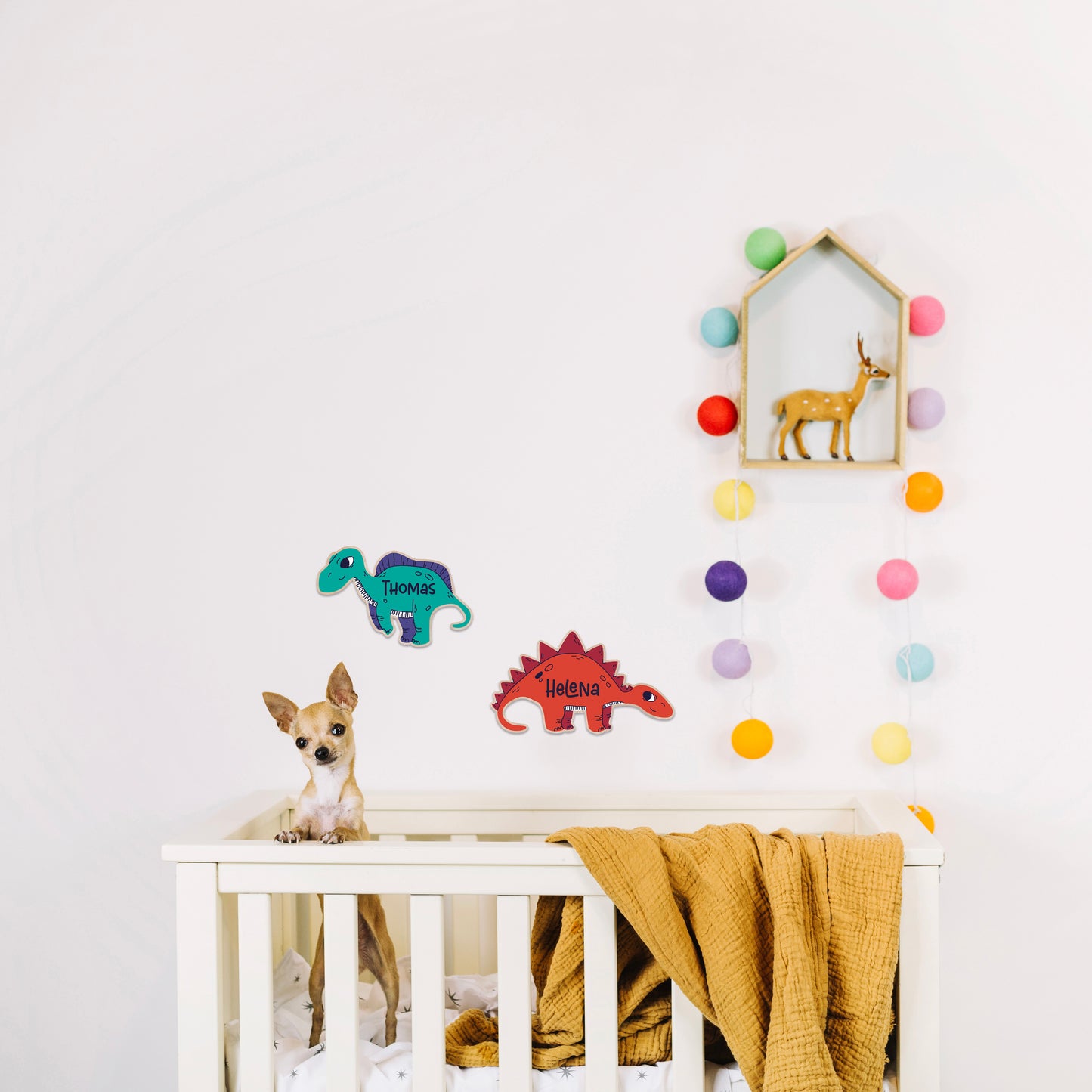 Art mural dinosaure personnalisé | Panneau de nom pour chambre d'enfants | Décor mural personnalisé
