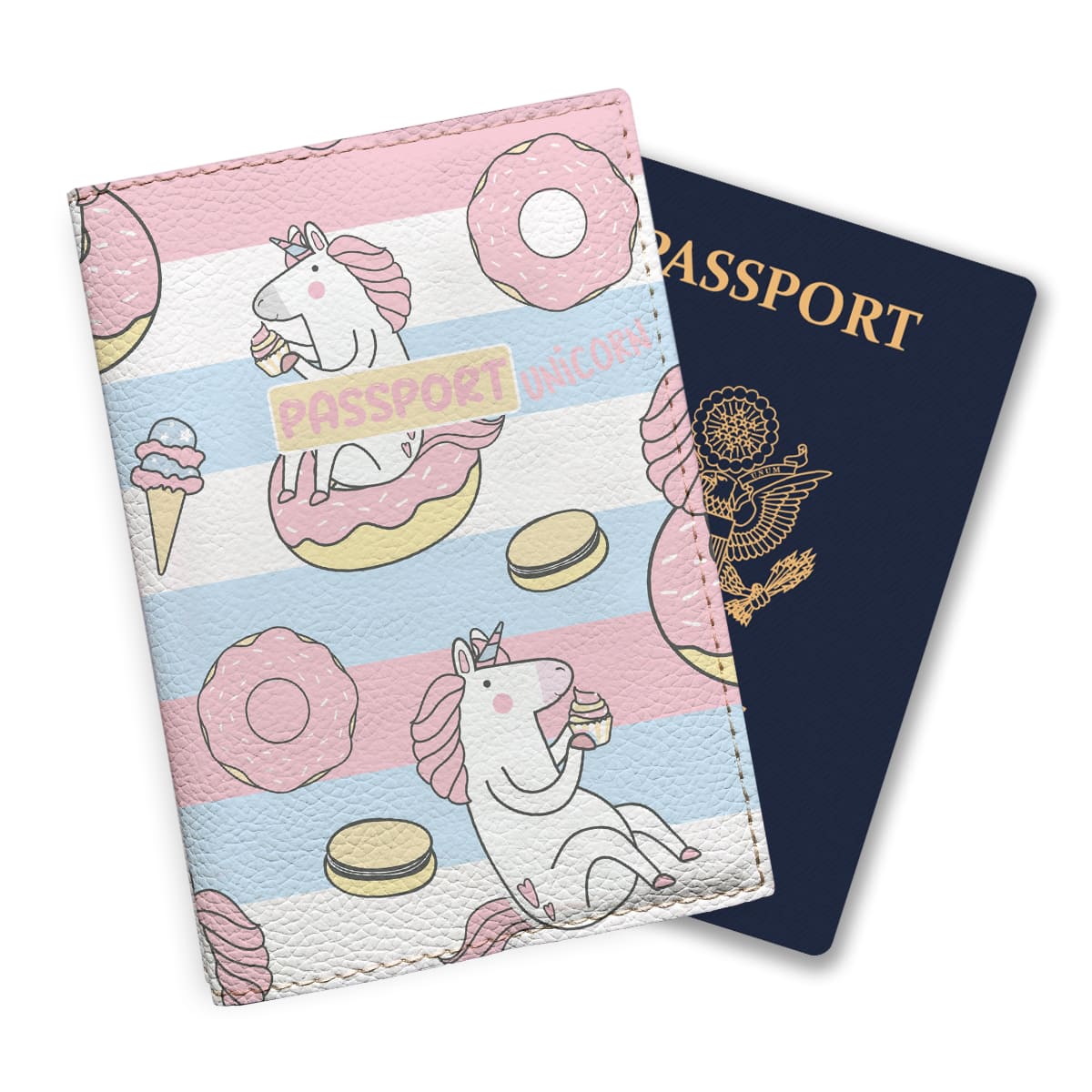 Couverture de passeport pour enfants - Rayures de licorne