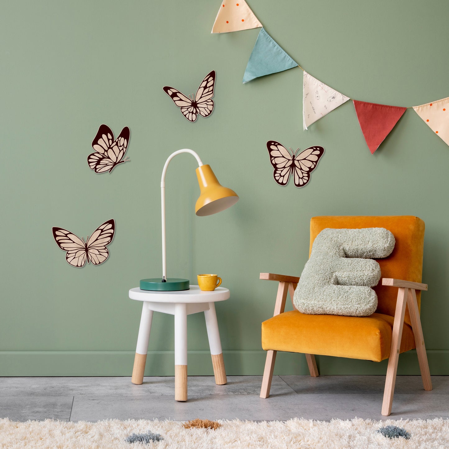 Ensemble de Décorations Murales en Bois en Forme de Papillon – Tons de Brun Doux | Art Murale Naturel pour Chambre d'Enfant et Nursery