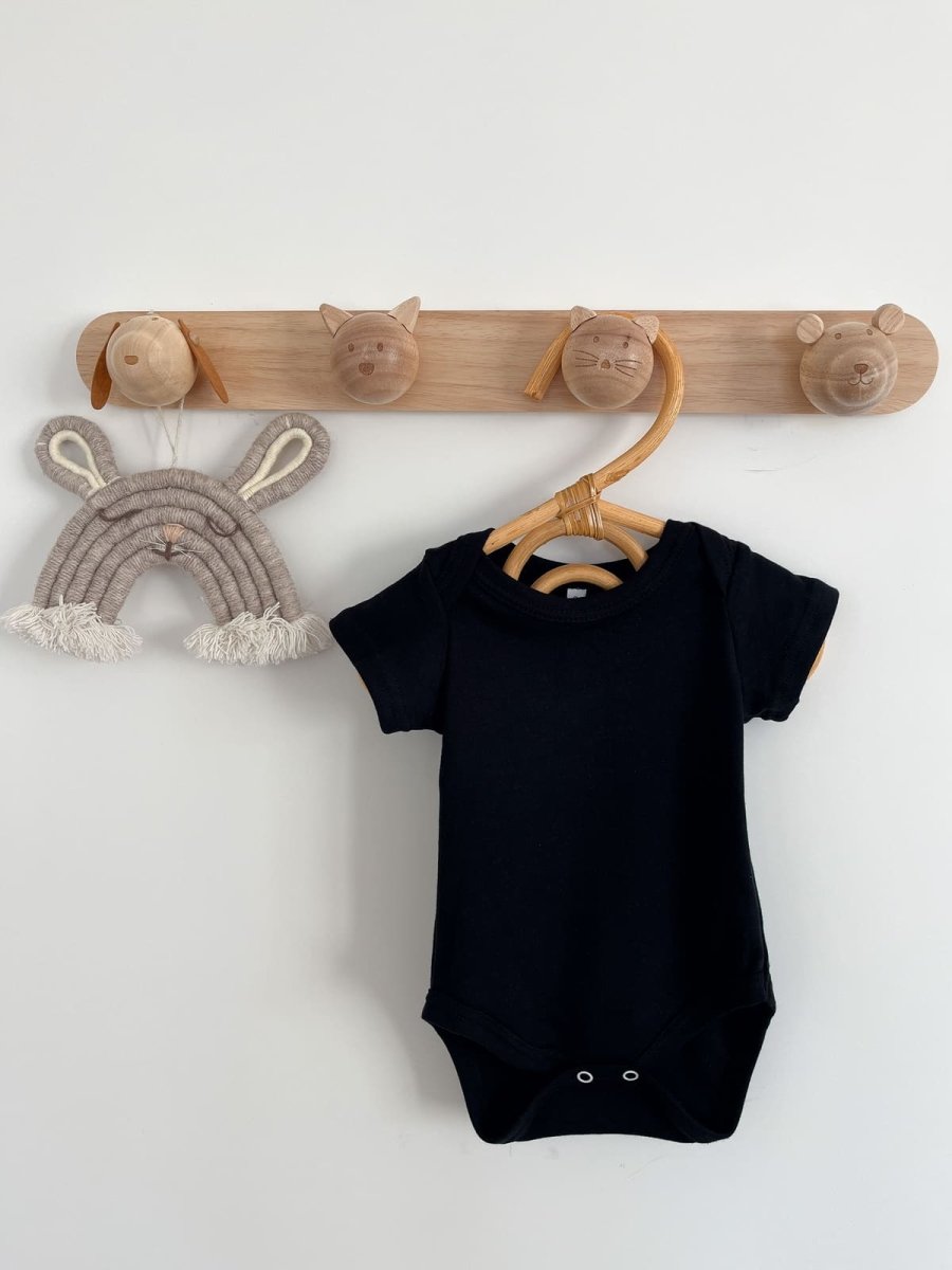 Боді дитячий однотоннийз коротким рукавом - Чорний - Agukids
