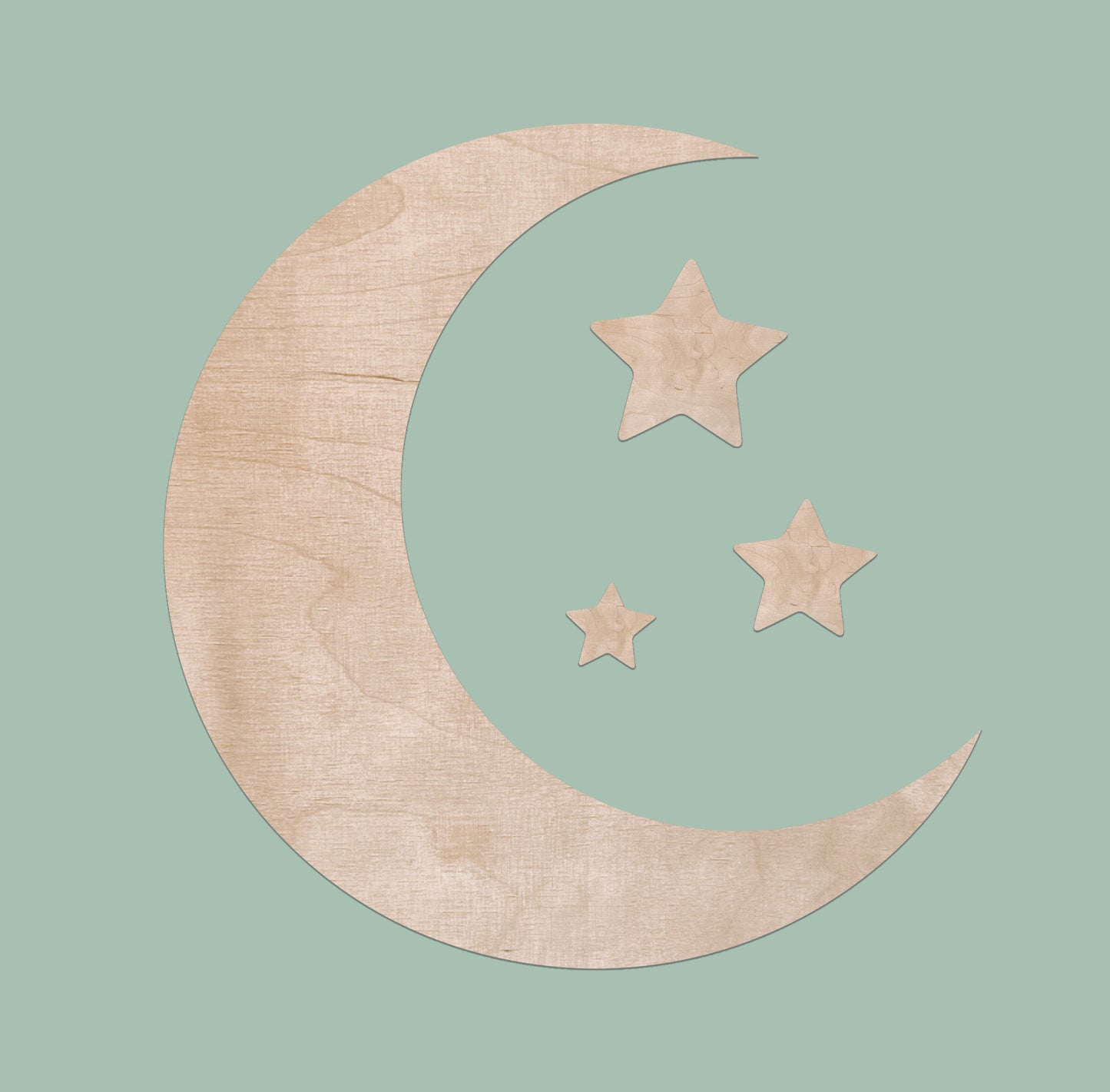 Moon Wall Art for Kids Room & Nursery – Rustic Birchwood Design