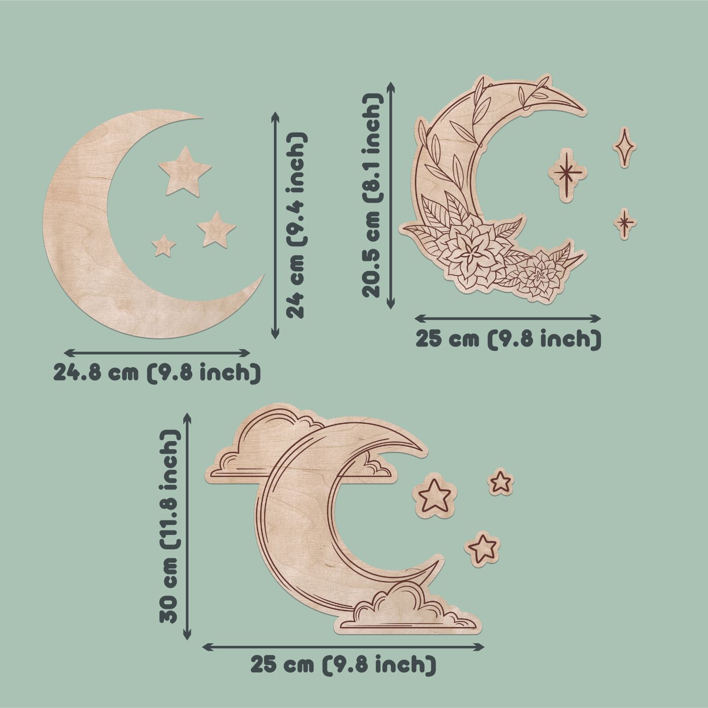 Moon Wall Art for Kids Room & Nursery – Rustic Birchwood Design