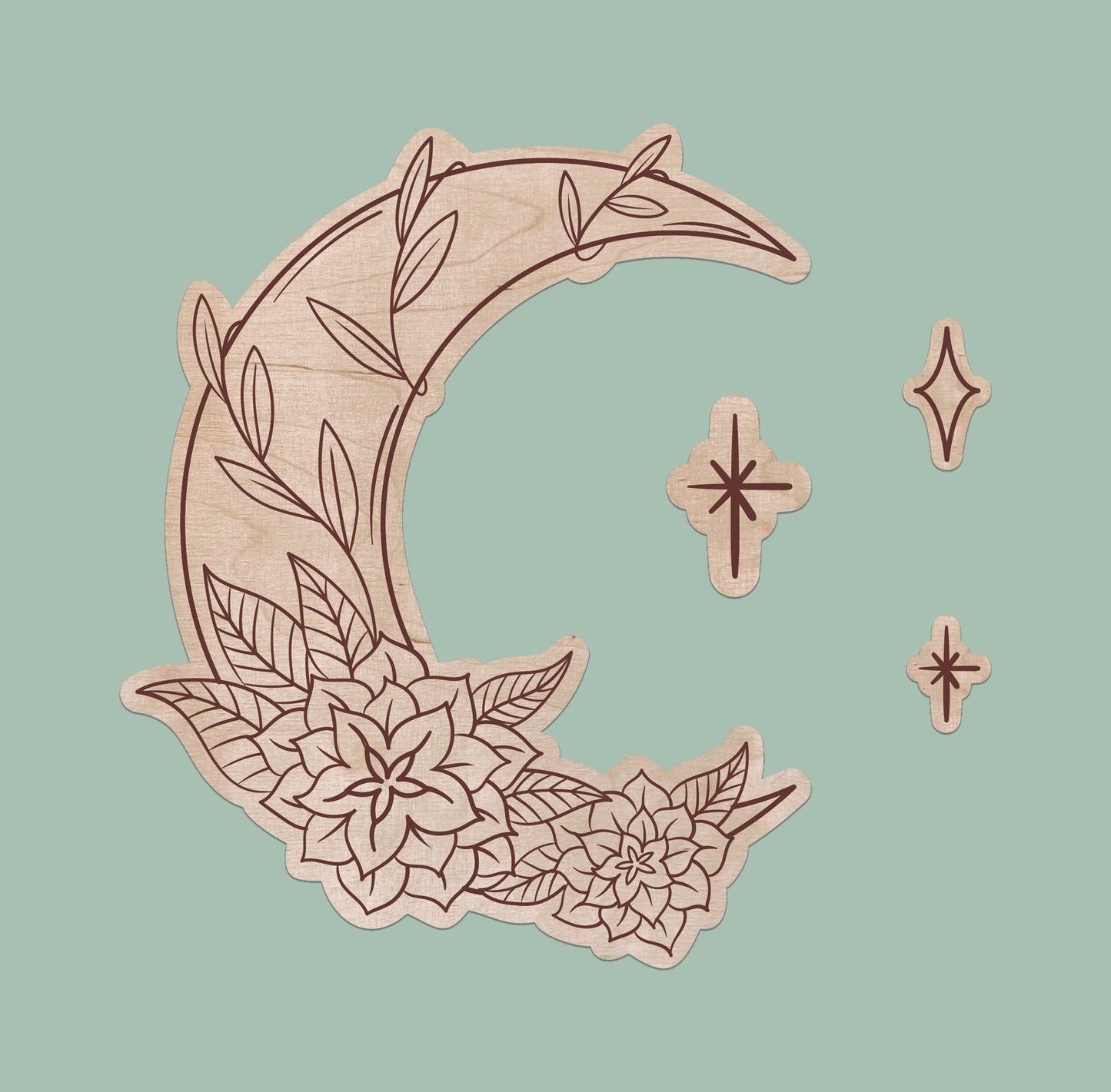 Moon Wall Art for Kids Room & Nursery – Rustic Birchwood Design