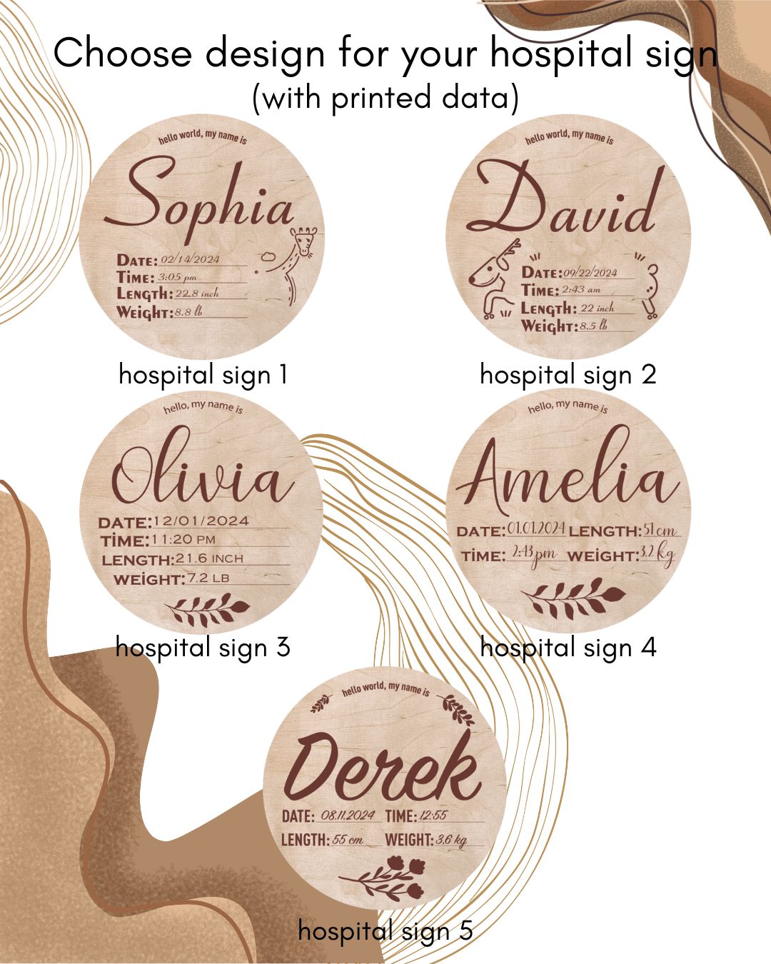 Custom Hospital Round Sign | Personalized Baby Birth Details