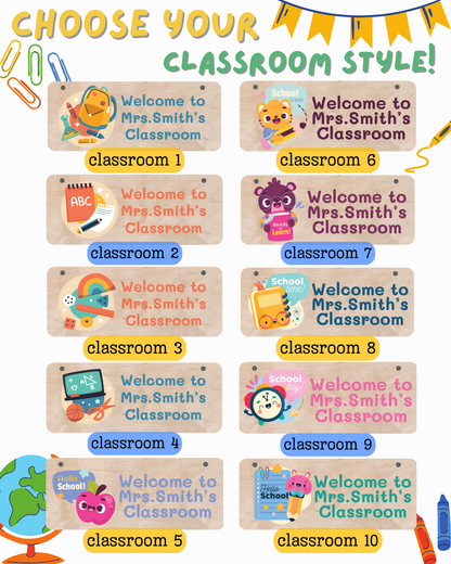 Panneau de classe personnalisé | Nom et design d'école de professeur personnalisés