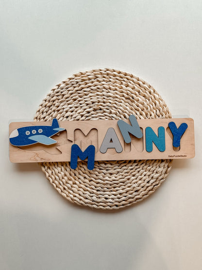 Natural Wooden Nursery Decor - Custom Name Puzzle