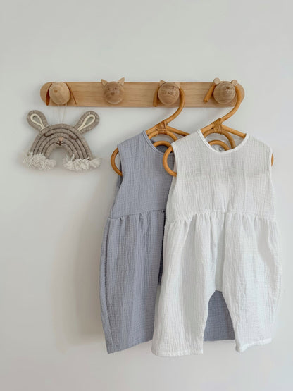 Summer Baby Muslin Romper with short sleeves