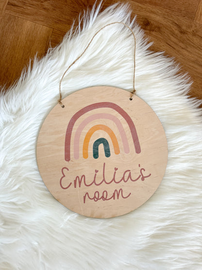 Custom Round Nursery Sign | Personalized Name & Design (Dino, Safari, Rainbow & More)