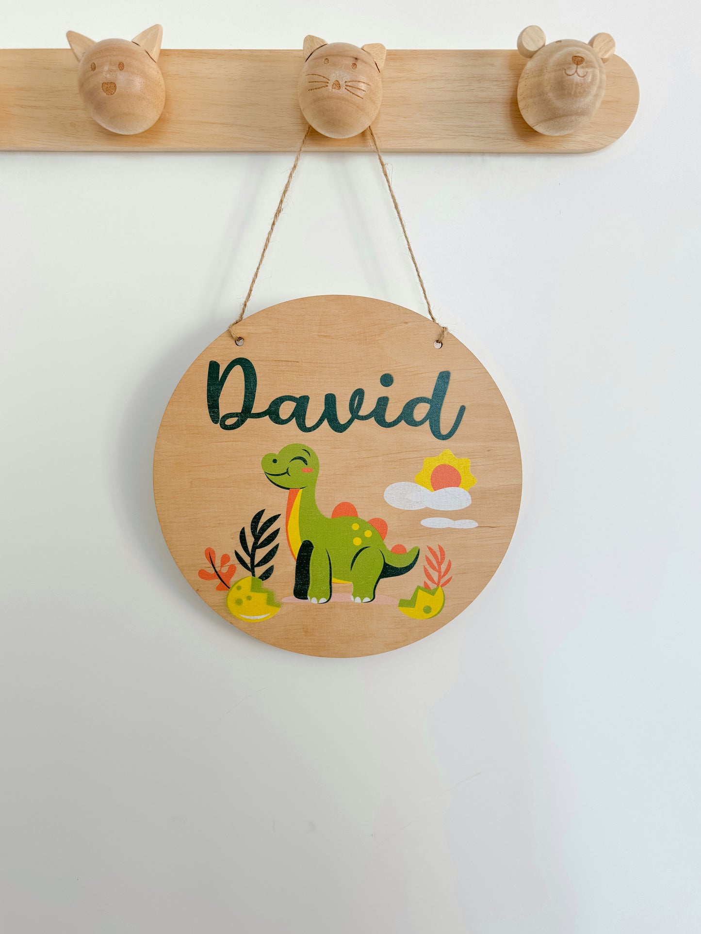 Custom Round Nursery Sign | Personalized Name & Design (Dino, Safari, Rainbow & More)