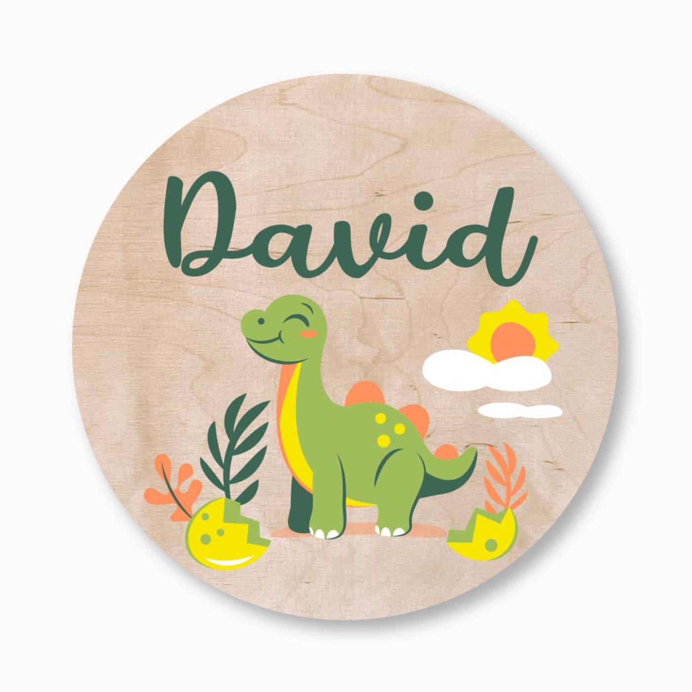 Custom Round Nursery Sign | Personalized Name & Design (Dino, Safari, Rainbow & More)