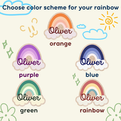 Art mural arc-en-ciel pour chambre d'enfant – Décor en bois personnalisé | Variations de couleurs et option de nom