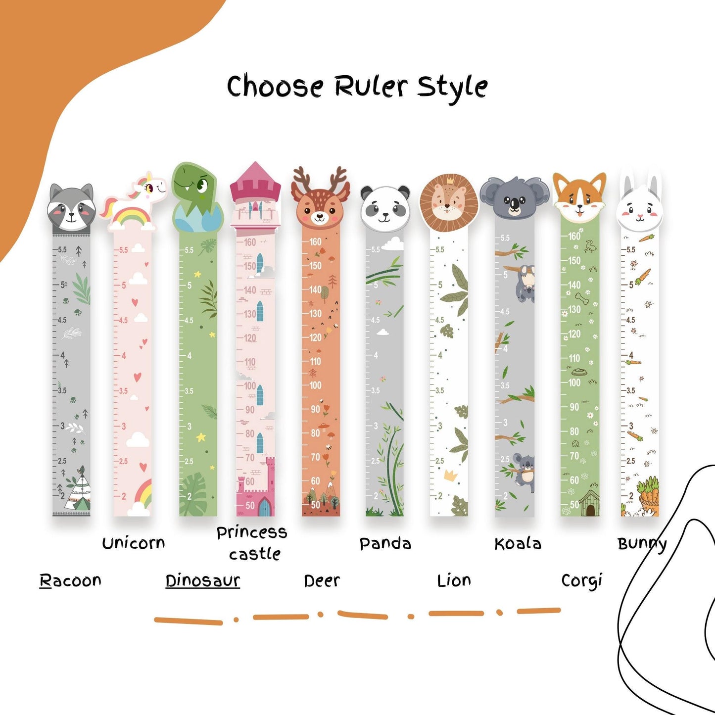 a child&#39;s growth chart with animals on it