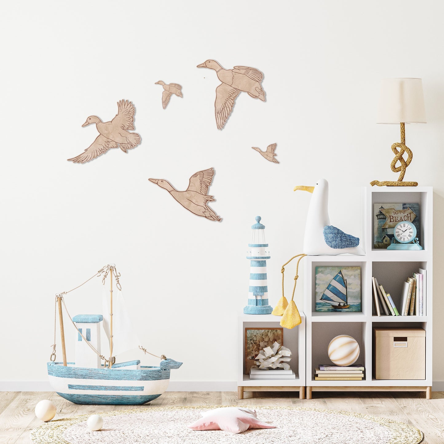 Flying Goose Wall Décor | Handmade Birchwood Rustic Nursery Decoration