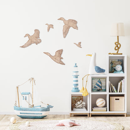 Flying Goose Wall Décor | Handmade Birchwood Rustic Nursery Decoration