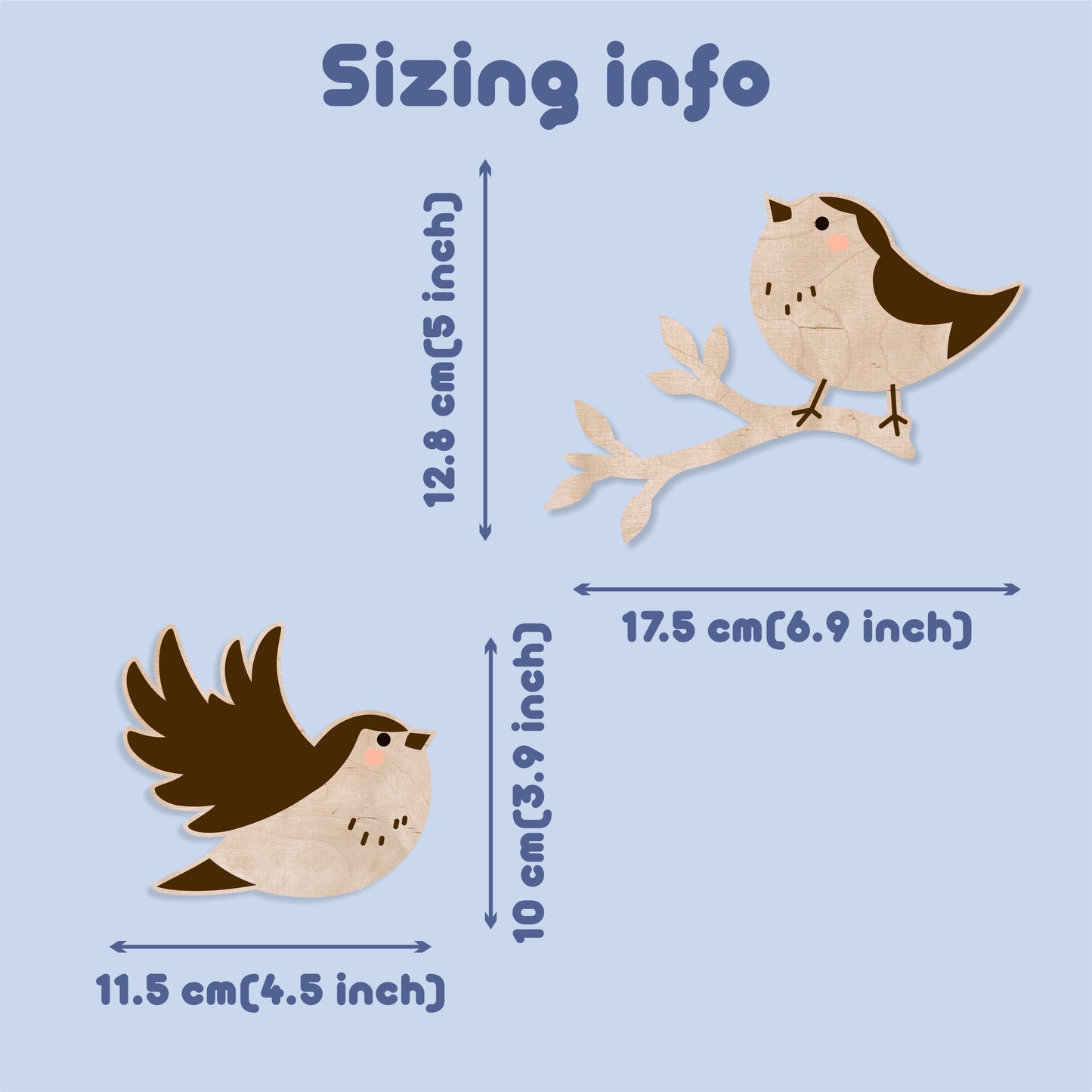 Rustic Birchwood Bird Set of 2 | Nursery Wall Decor