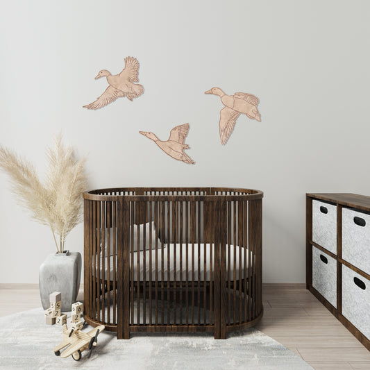 Flying Goose Wall Décor | Handmade Birchwood Rustic Nursery Decoration