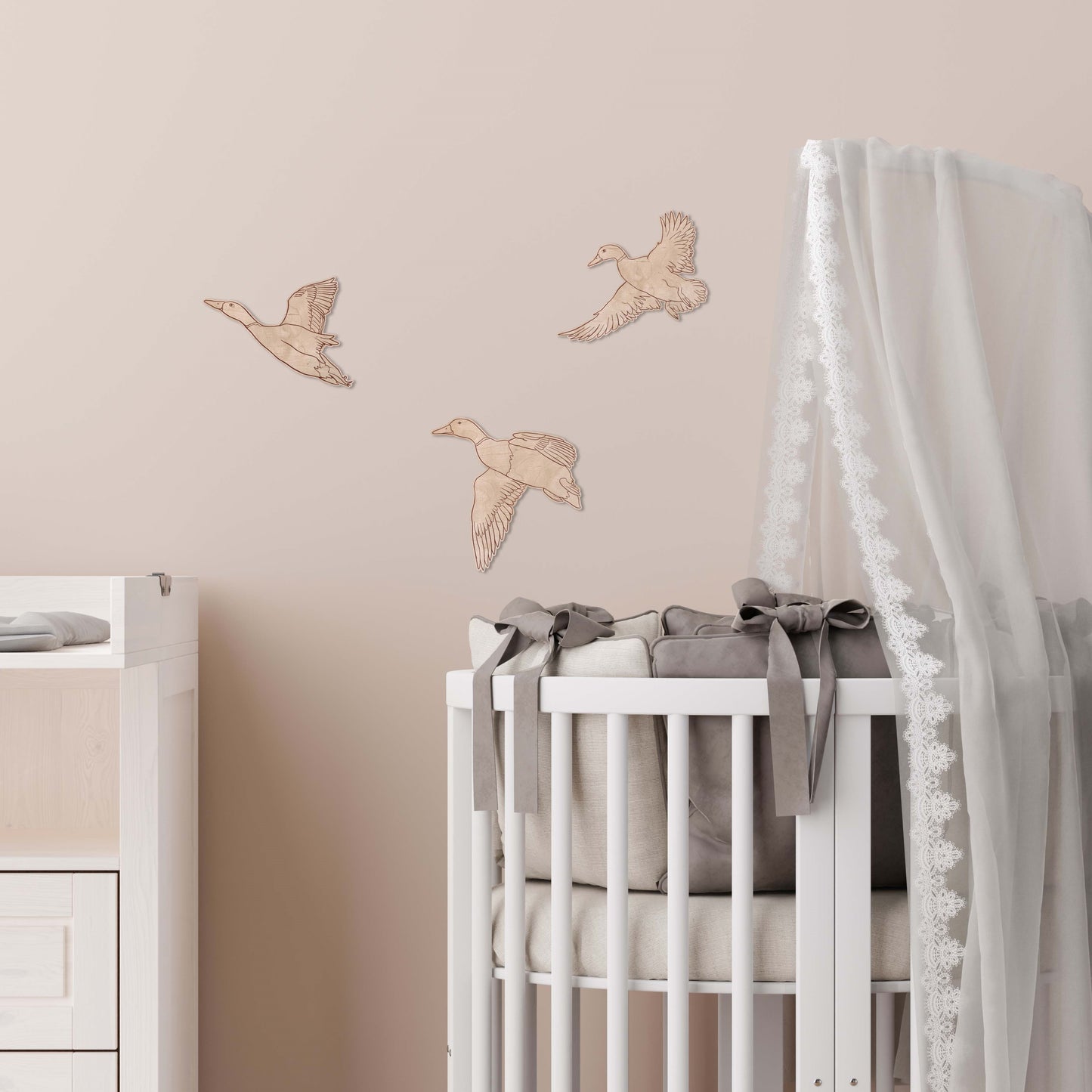 Flying Goose Wall Décor | Handmade Birchwood Rustic Nursery Decoration