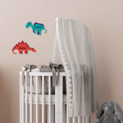 Art mural dinosaure personnalisé | Panneau de nom pour chambre d'enfants | Décor mural personnalisé