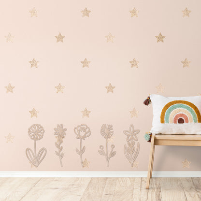 Fleurs en Bois Rustiques | Décor en Bouleau pour Chambre d'Enfant et de Bébé | Joli Décor Floral en Bois