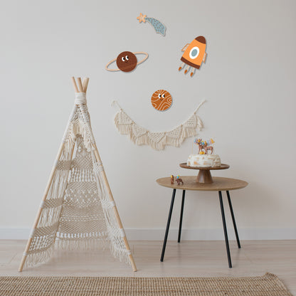 Wooden Space Wall Decor Set – Planets, Rocket & Falling Star