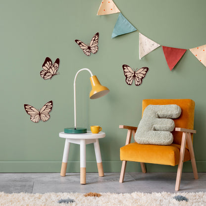 Ensemble de Décorations Murales en Bois en Forme de Papillon – Tons de Brun Doux | Art Murale Naturel pour Chambre d'Enfant et Nursery