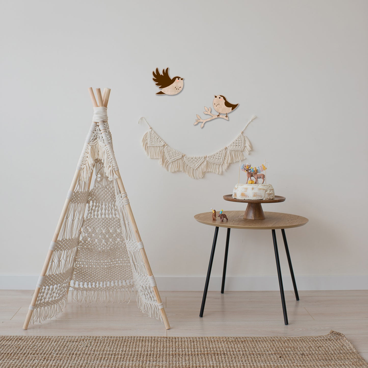 Rustic Birchwood Bird Set of 2 | Nursery Wall Decor