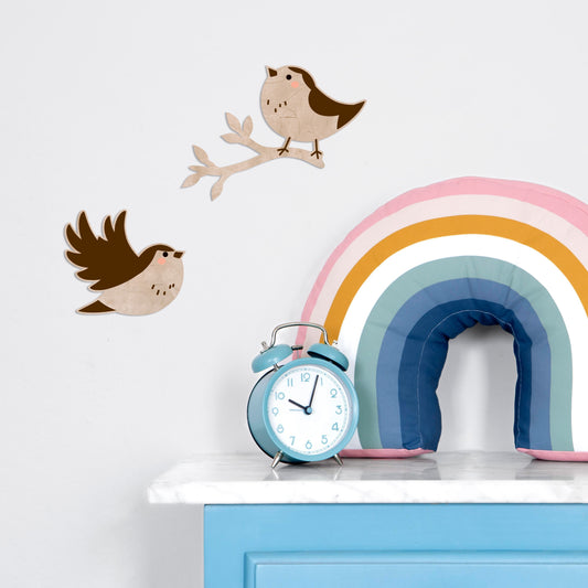 Rustic Birchwood Bird Set of 2 | Nursery Wall Decor