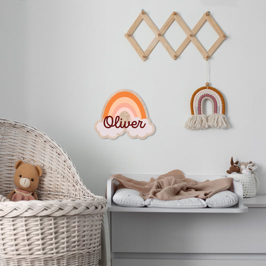 Art mural arc-en-ciel pour chambre d'enfant – Décor en bois personnalisé | Variations de couleurs et option de nom