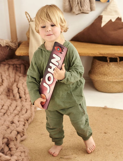 Дитячий дерев'яний іменний пазл - сортер для хлопчика з галактикою - Agukids