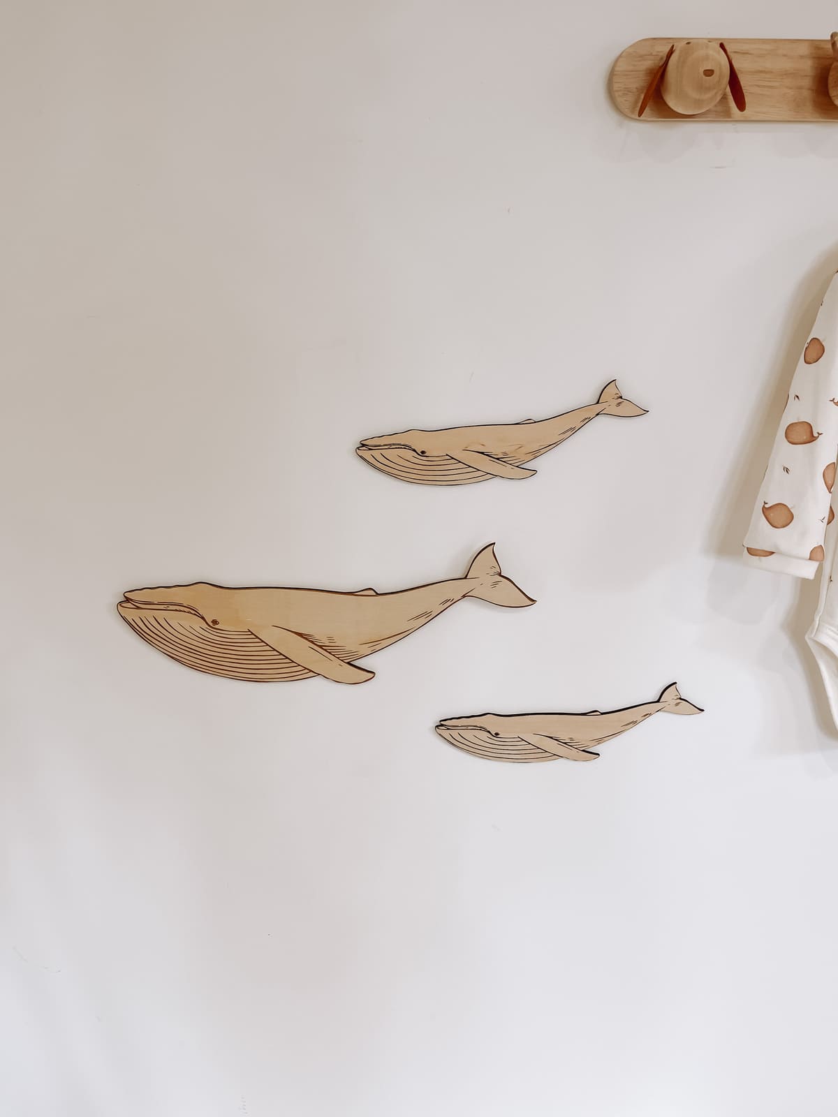 Набір 3шт дерев'яних китів на стіну - Agukids