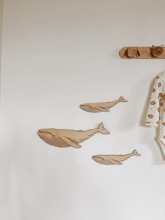 Набір 3шт дерев'яних китів на стіну - Agukids